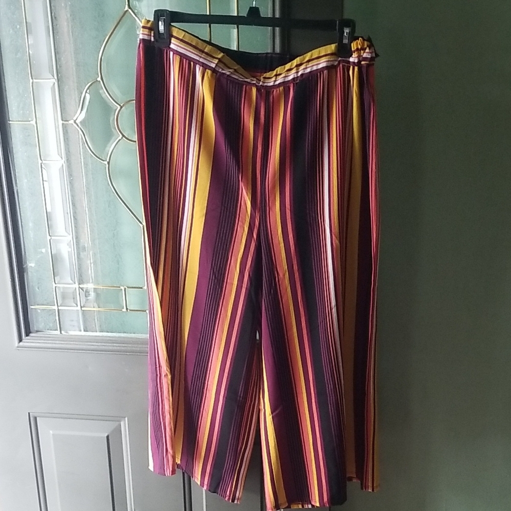 Striped Multicolor Cropped Pants